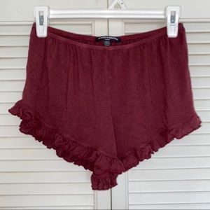 BRANDY MELVILLE | Burgundy Ruffle Casual Shorts